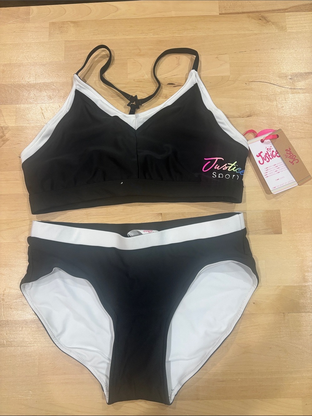 Justice Black & White Two-Piece Sport Bikini Set